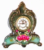 Ansonia Clock Co., New York, "La Fleur" Royal Bonn 8 day, time and strike porcelain mantel clock, c1914