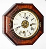 Connecticut mahogany 8 day, time and alarm octagon marine clock, c1880