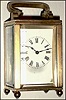French miniature brass and glass 8 day carriage time piece, c1900