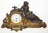 French cast brass and spelter 8 day figural mantel time piece, c1840