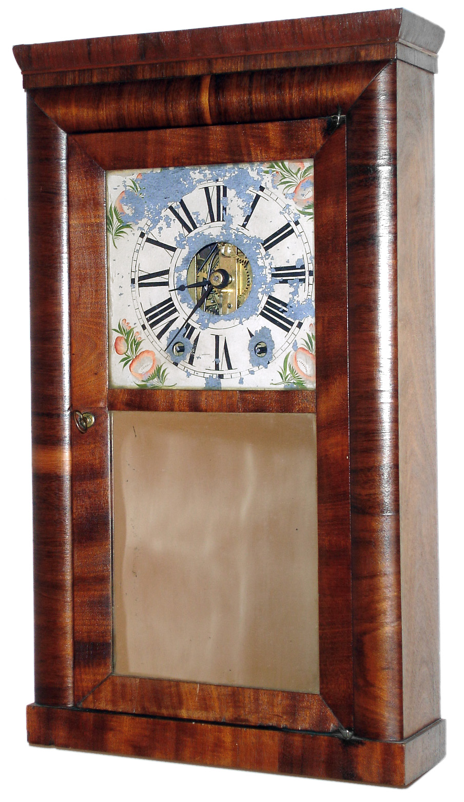 E. C. Brewster for Daniel Pratt, Jr., Reading, Mass., wall clock, 8 day, time and strike Iron back plate movement shelf clock, c1842. — Antique Clocks Price Guide
