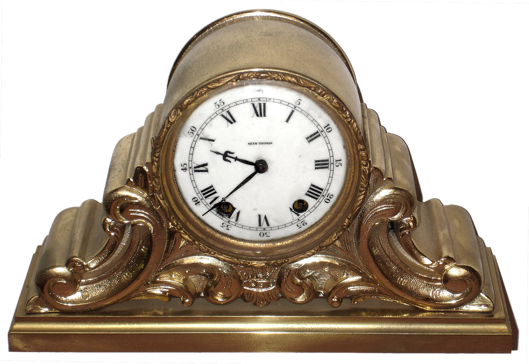 Seth Thomas Clock Co., New York, "Tampa" heavy cast metal, 8 day, time and strike mantel clock, c1907 — Antique Clocks Price Guide