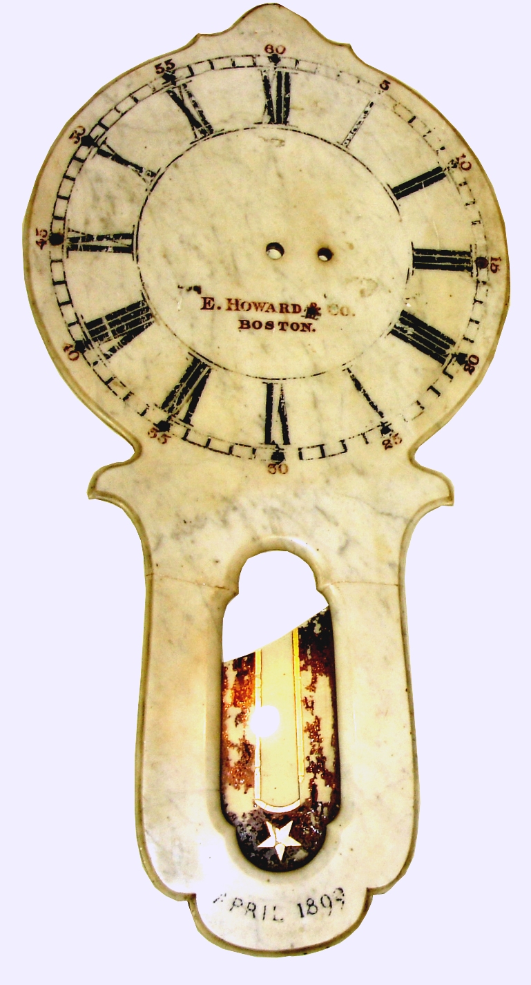 Howard Clock Co. No. 27 Regulator marble wall clock front only: dated 1899 — Antique Clocks Price Guide