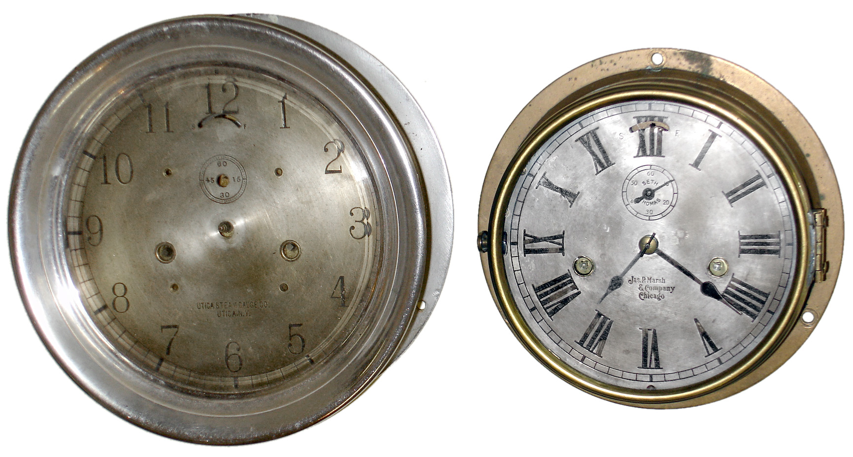 Clocks- 2 (Two) Seth Thomas 8 day twin spring brass marine timepieces, early 20th century — Antique Clocks Price Guide