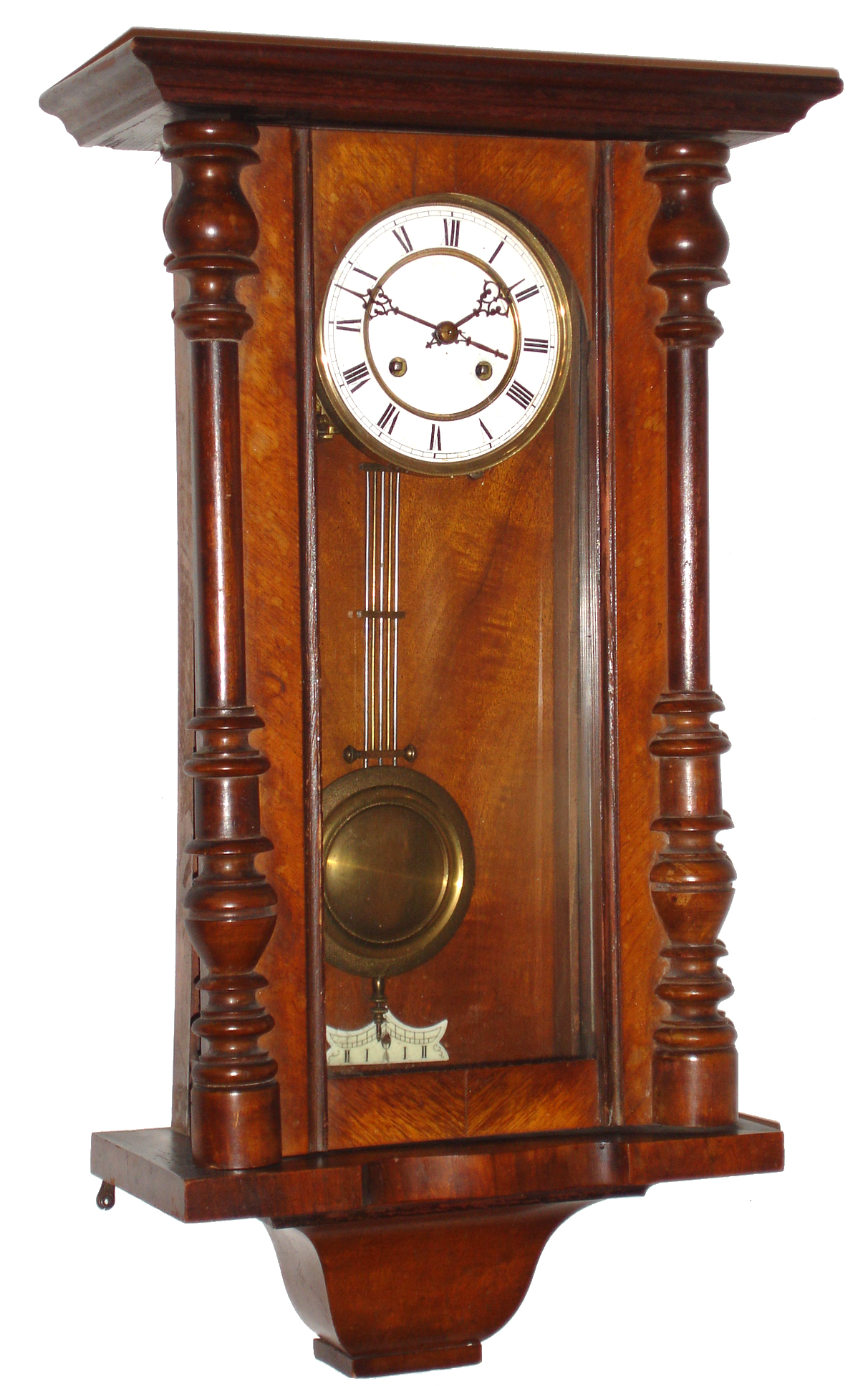German walnut, 8 day, time and strike, Vienna regulator style spring wound wall clock, c1895 — Antique Clocks Price Guide