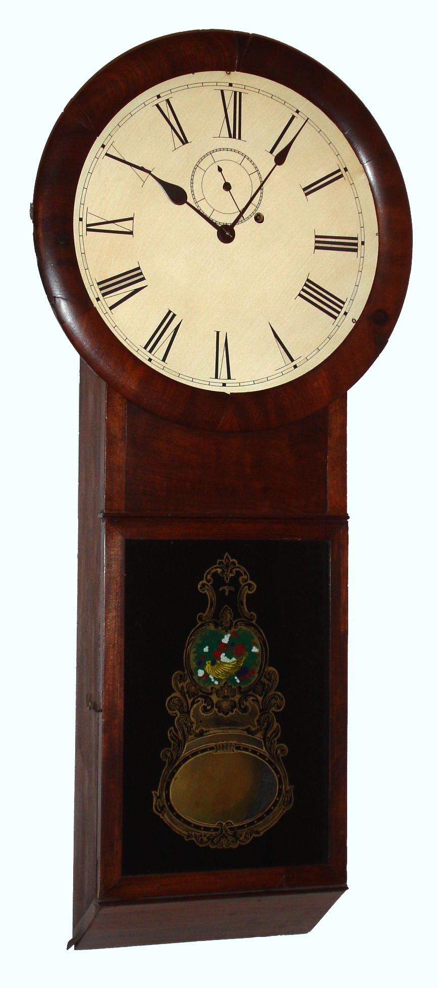 S.B. Terry, Terryville, Conn., 8 day, weight driven rosewood veneer wall regulator, c1855 — Antique Clocks Price Guide