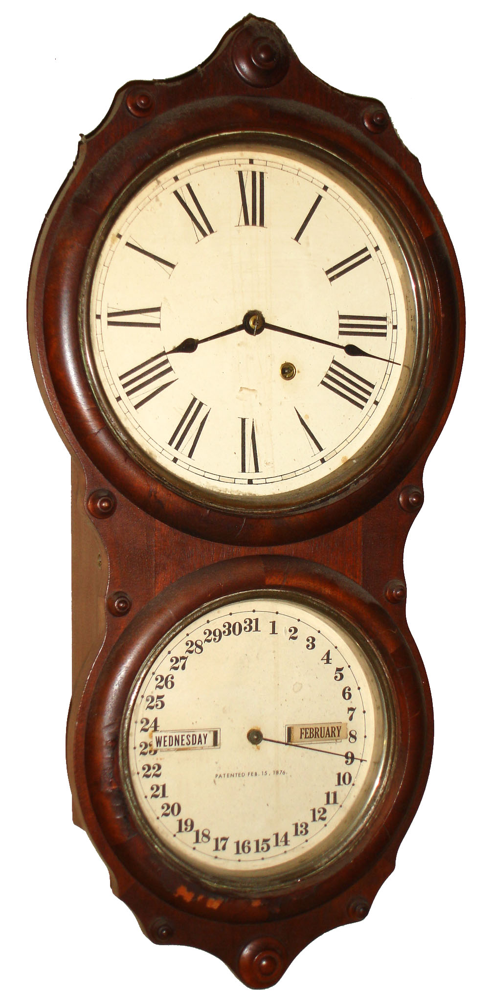 Seth Thomas Clock Co., Thomaston, Conn., "Office Calendar No. 7" walnut 8 day calendar timepiece, c1884 — Antique Clocks Price Guide
