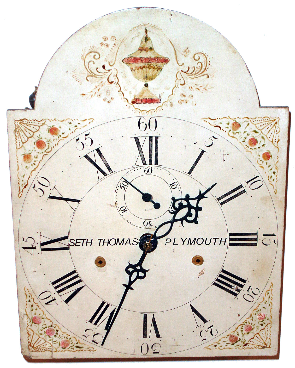 Seth Thomas, Plymouth, 30 hour time and strike wooden works movement and dial only, c1820 — Antique Clocks Price Guide