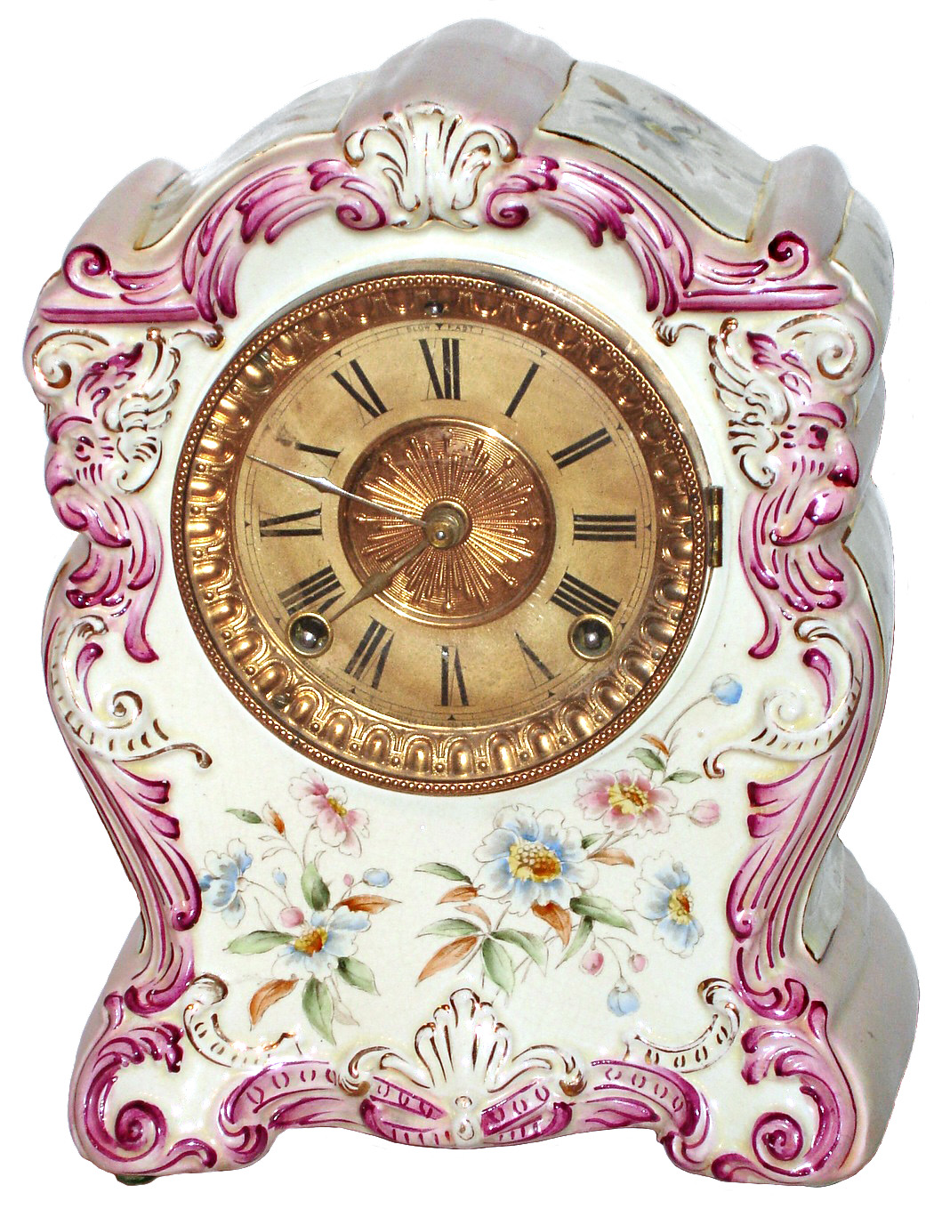 Ansonia Clock Co., New York, NY, "Chemung", 8 day, time and strike, porcelain mantel clock, c1901 — Antique Clocks Price Guide