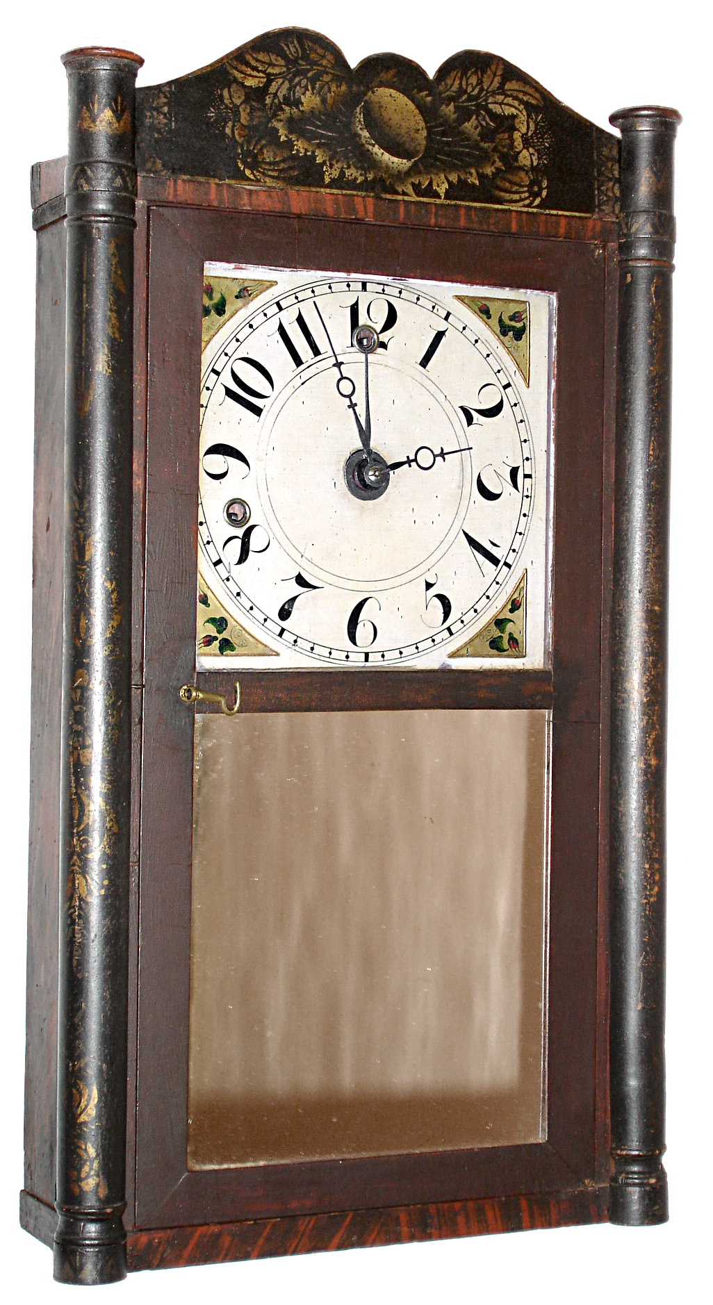 Unknown maker, "Connecticut Banjo", 30 hour, 2-weight, wooden works time and strike banjo, c.1825 — Antique Clocks Price Guide
