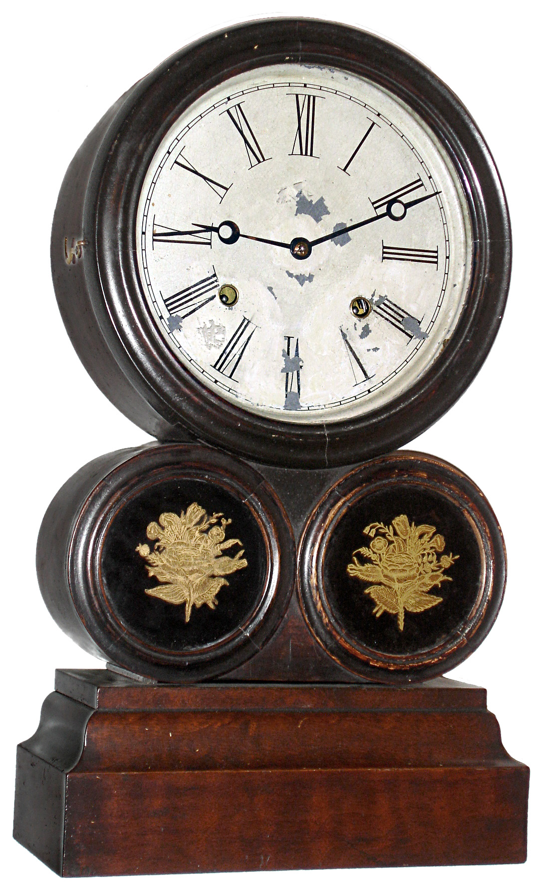 E. Ingraham and Co., "Tuscan", often called the "Spectacle",  8-day time/strike shelf clock, c1860 — Antique Clocks Price Guide