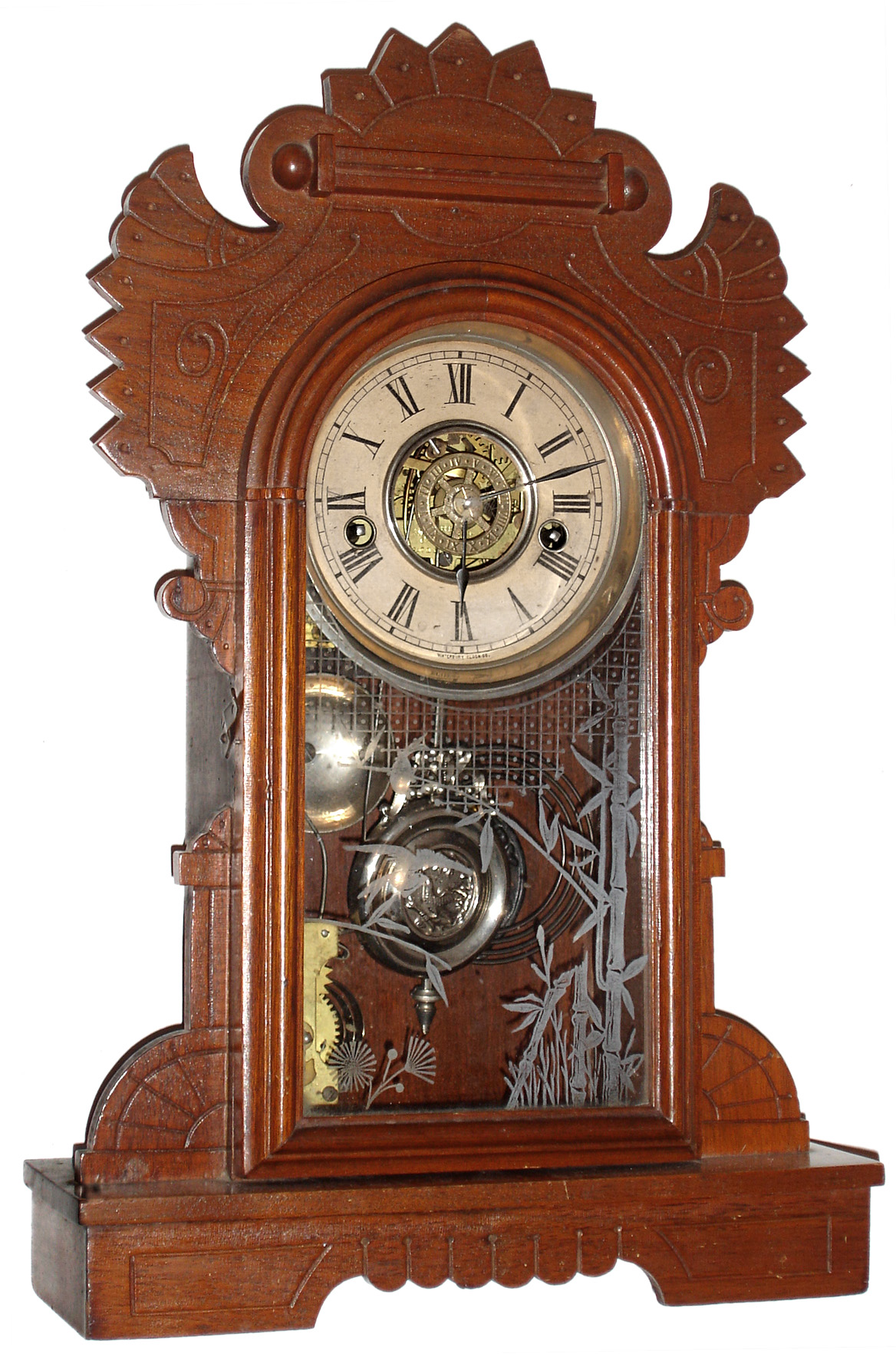 Waterbury Clock Co., Waterbury, Conn., "Corona", 30 hour, time and strike, /alarm mantel clock, c1890 — Antique Clocks Price Guide