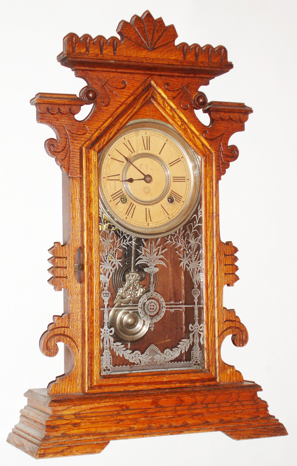 Ansonia Clock Co., New York, NY, "Clarence", 8 day, time and strike mantel clock, c1894. — Antique Clocks Price Guide