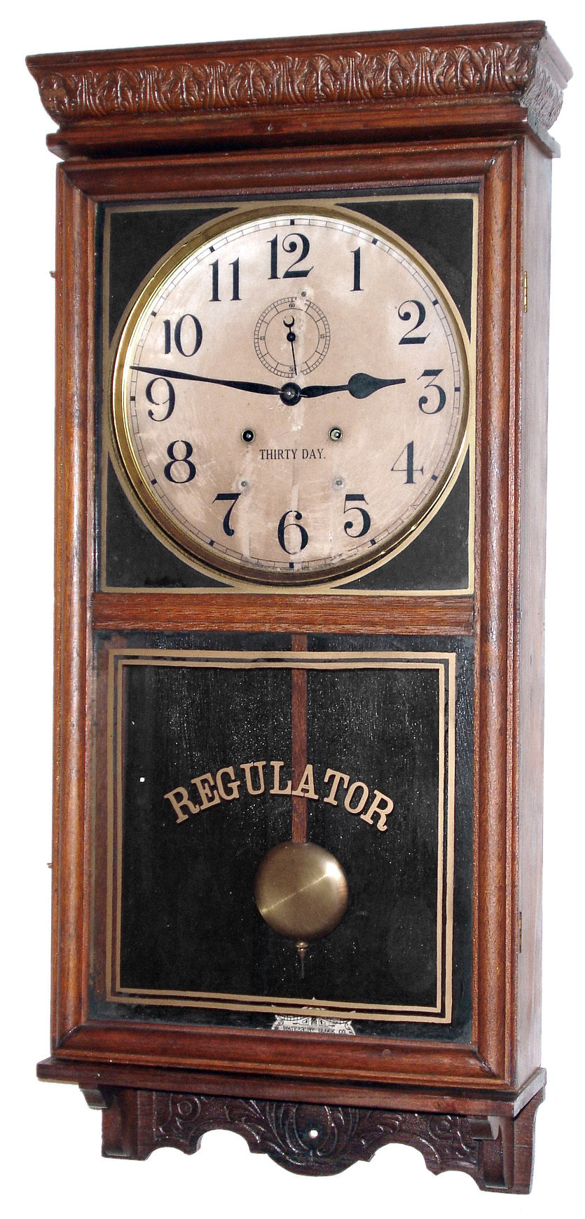 Waterbury Clock Co., Waterbury, Conn., "Stork", 30-day "store" regulator, c1915. — Antique Clocks Price Guide