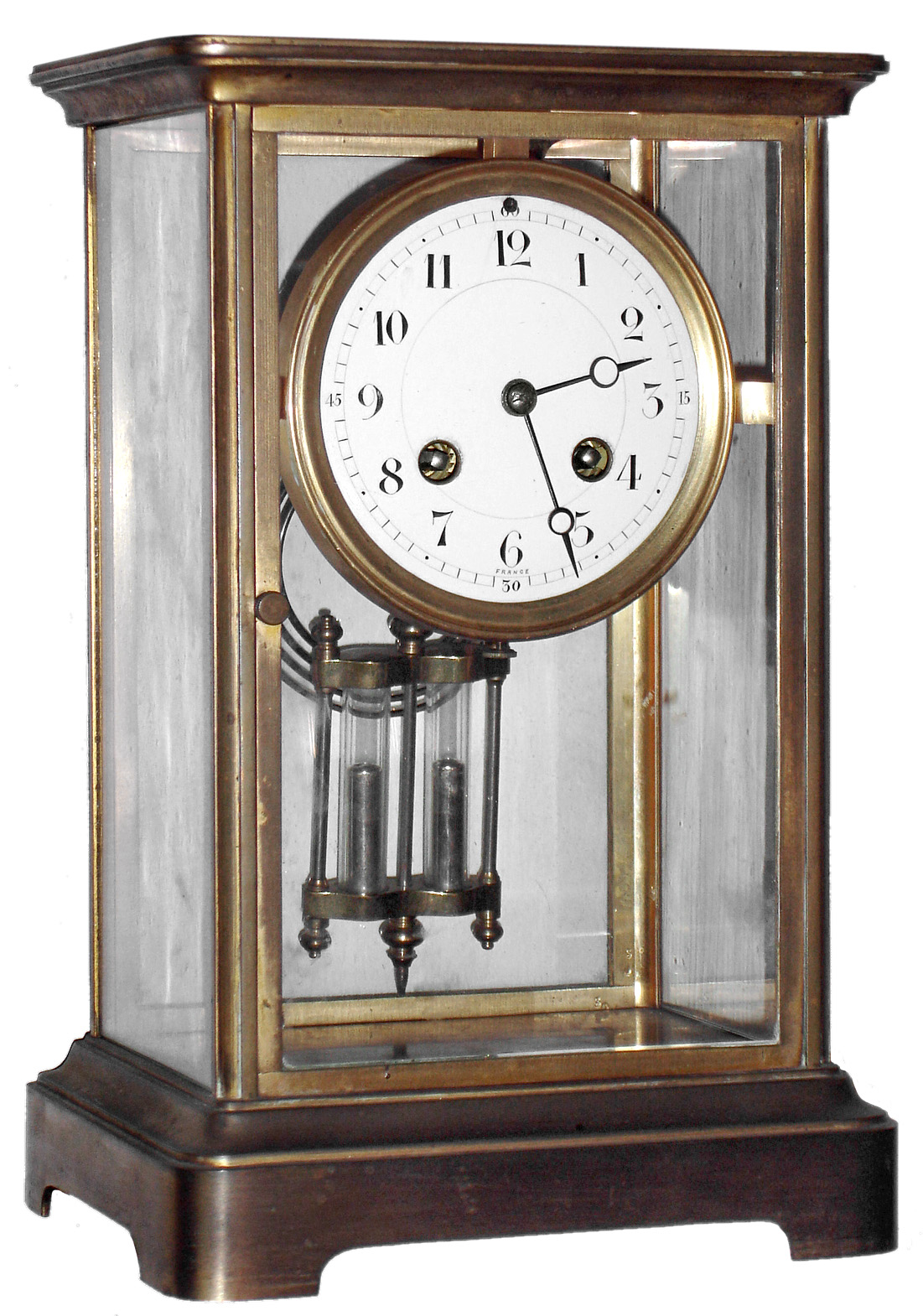 French brass and glass, 8 day, time and strike, crystal regulator, c1900 — Antique Clocks Price Guide