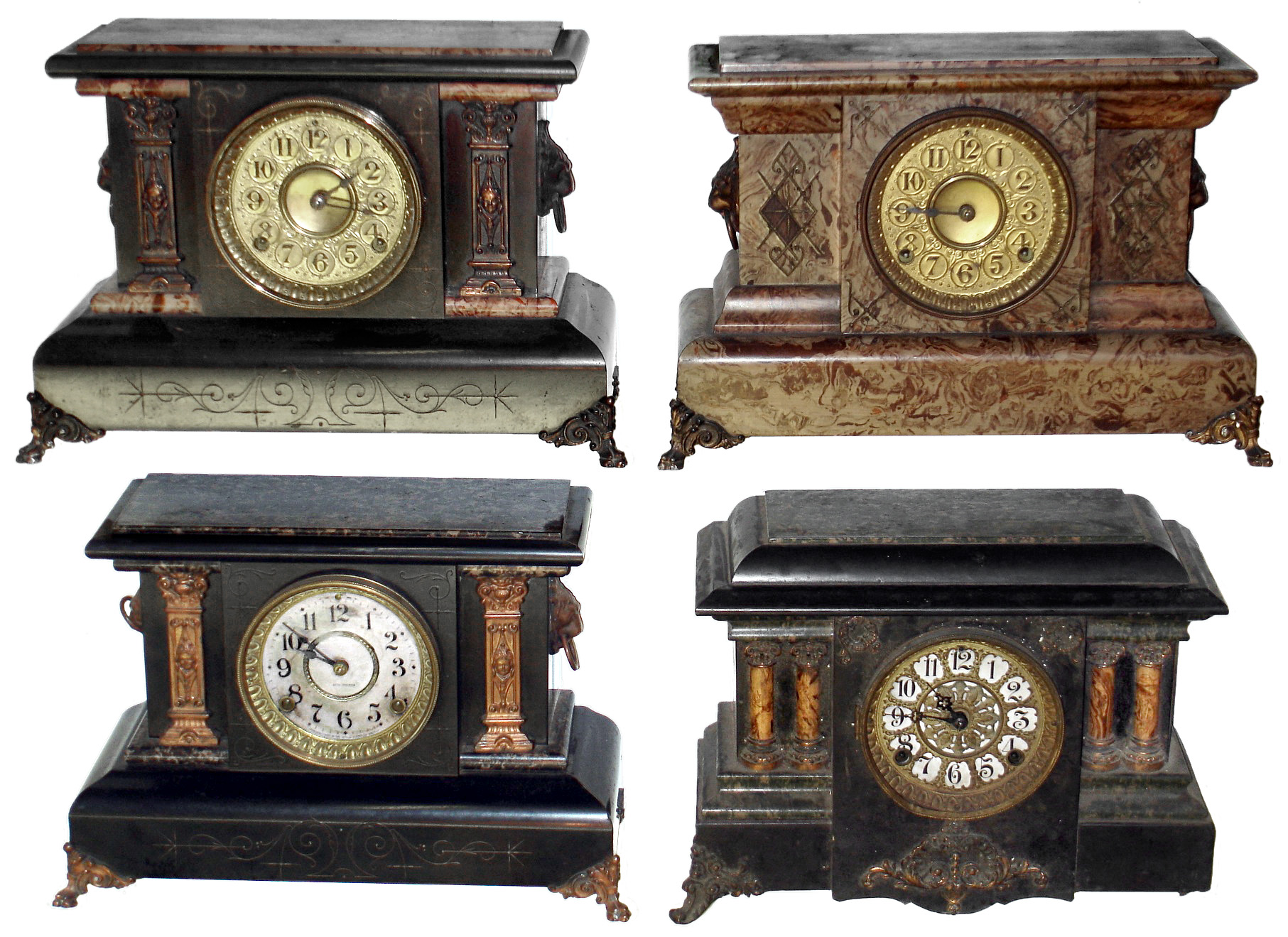 Clocks- 4 (Four) Seth Thomas Adamantine, 8 day, time and strike, mantel clocks, c1900 — Antique Clocks Price Guide