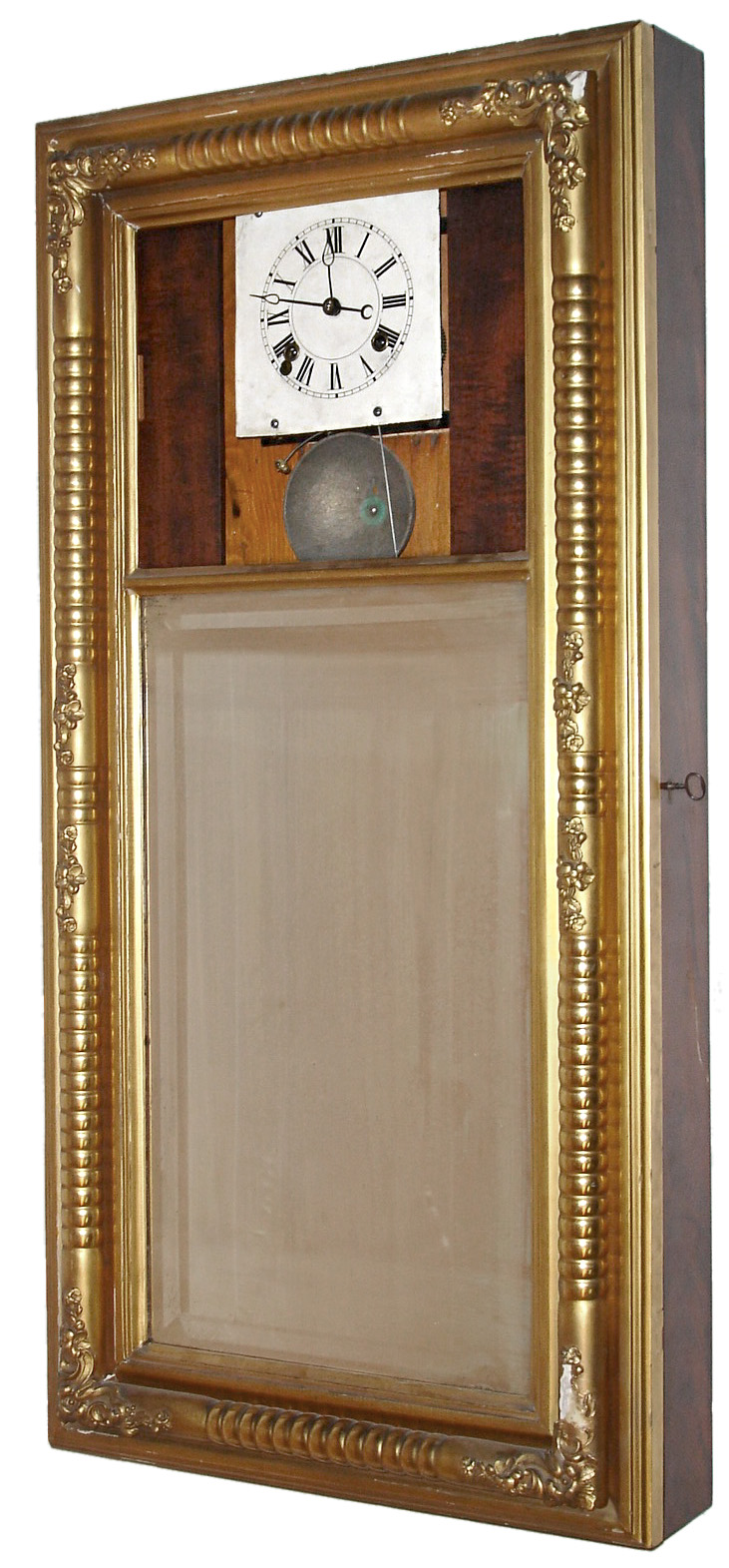 Joseph Ives, Bristol, Conn., 8-day time/strike gilt Empire timepiece, with damage and restorations, C.1818, and with later movement. — Antique Clocks Price Guide