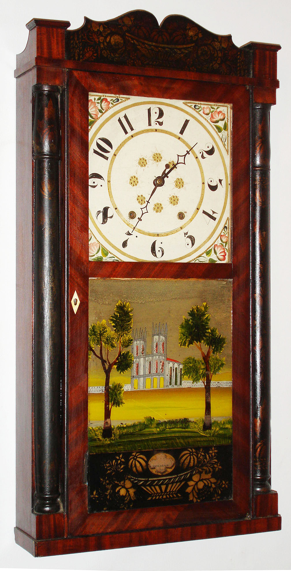 Seth Thomas, 30 hour, time and strike, wood movement half column and splat shelf clock, c1830 — Antique Clocks Price Guide