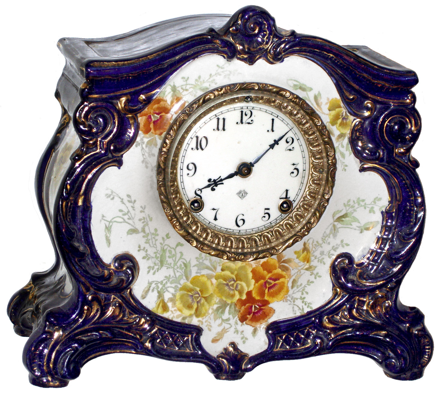 Ansonia Clock Co., New York, NY, "La Landes" Royal Bonn, 8 day, time and strike, porcelain mantel clock, c1901 — Antique Clocks Price Guide