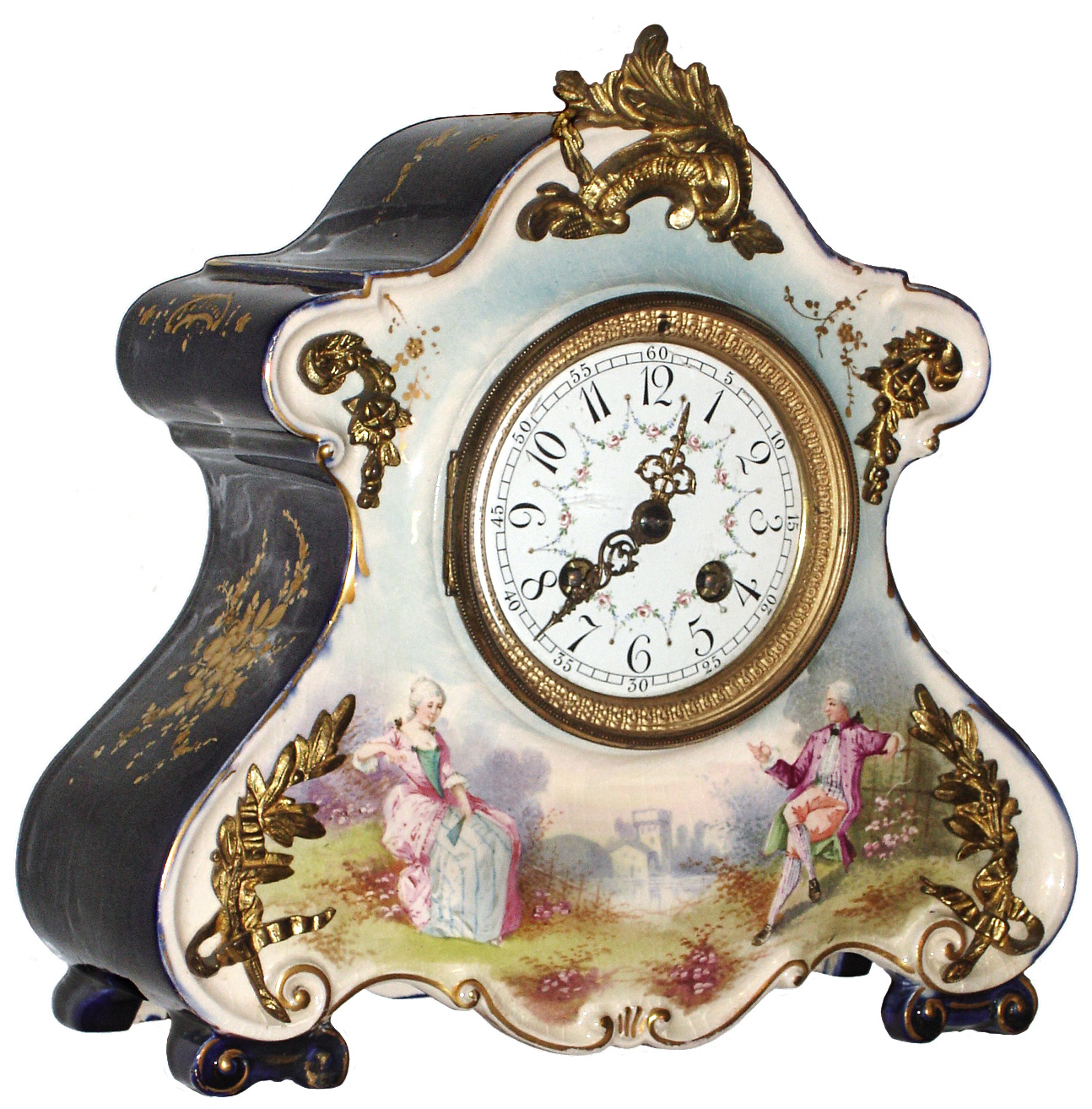 French, 8 day, time and strike, porcelain mantel clock, c1890 — Antique Clocks Price Guide