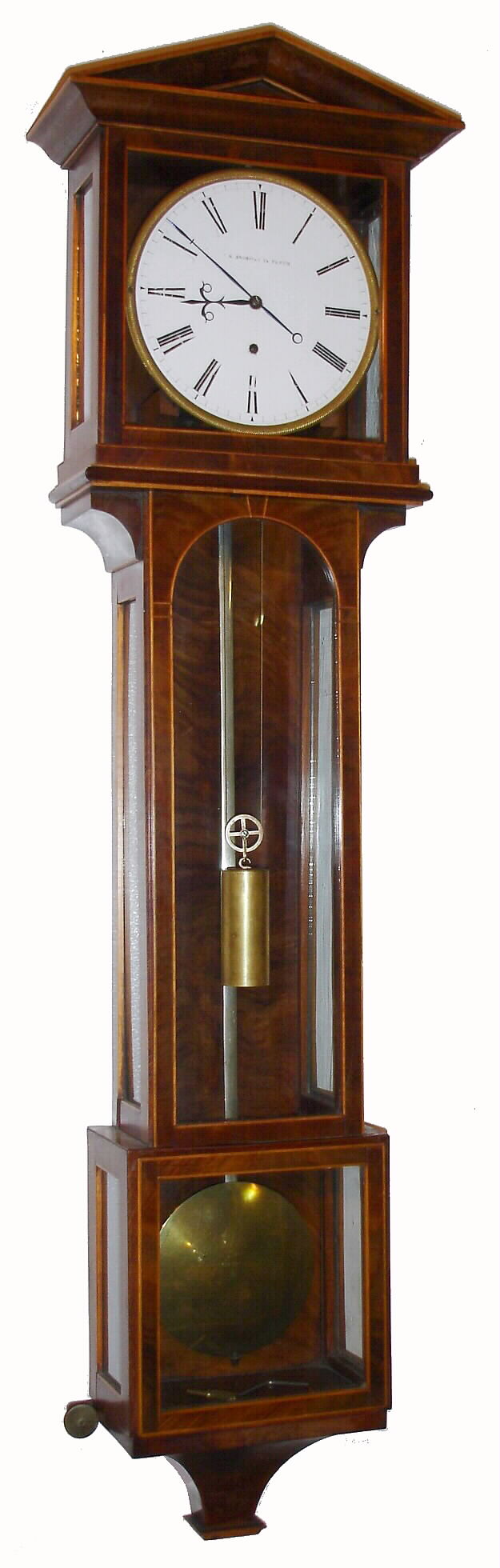 Hungarian, N. Swoboda, Pesth, "LATERNDLUHR", 8 day, time piece with 9 light case, steel pendulum, one piece dial and cast bezel, slide mount, c1820 — Antique Clocks Price Guide
