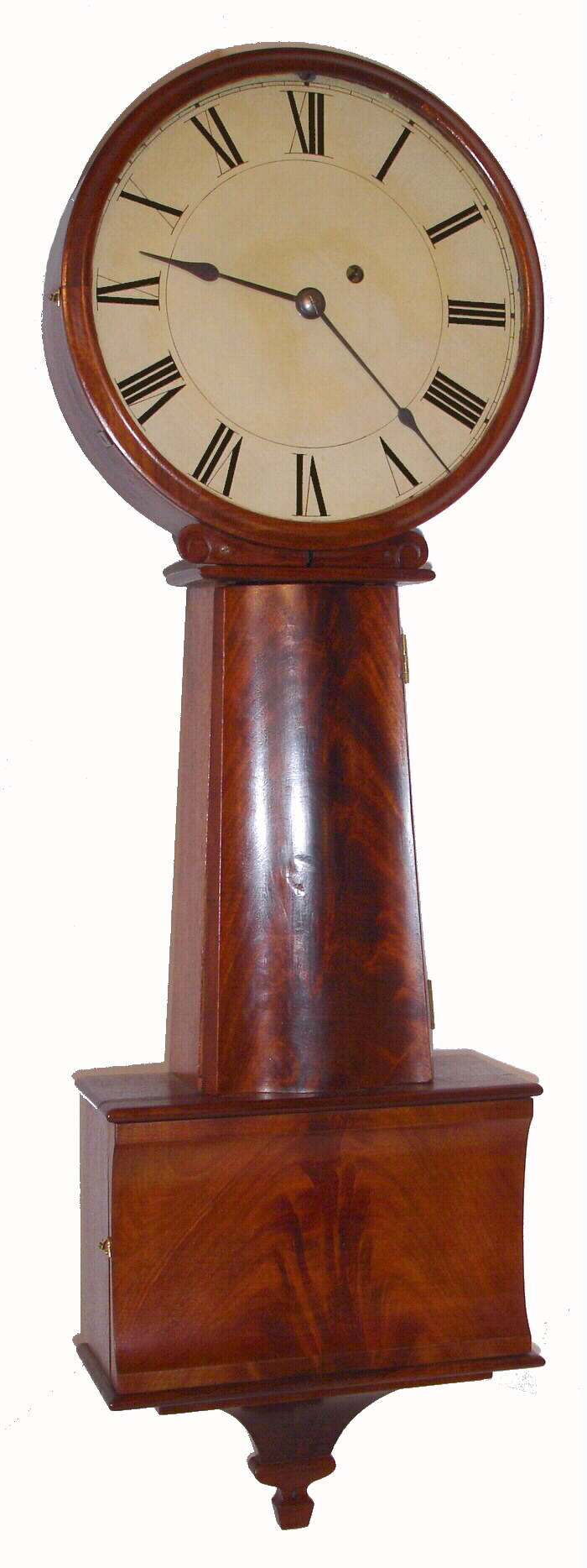 Attributed Joseph N. Dunning, Burlington, VT, weight driven wall regulator, 10 inch dial, 8 day, time, c1835 — Antique Clocks Price Guide