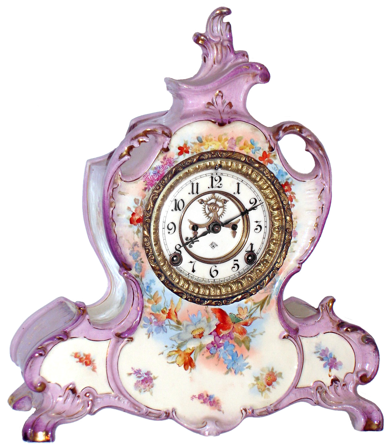 Ansonia Clock Co., New York, NY, "La Vendee", 8 day, time and strike, porcelain mantel clock with visible escapement, c1904 — Antique Clocks Price Guide