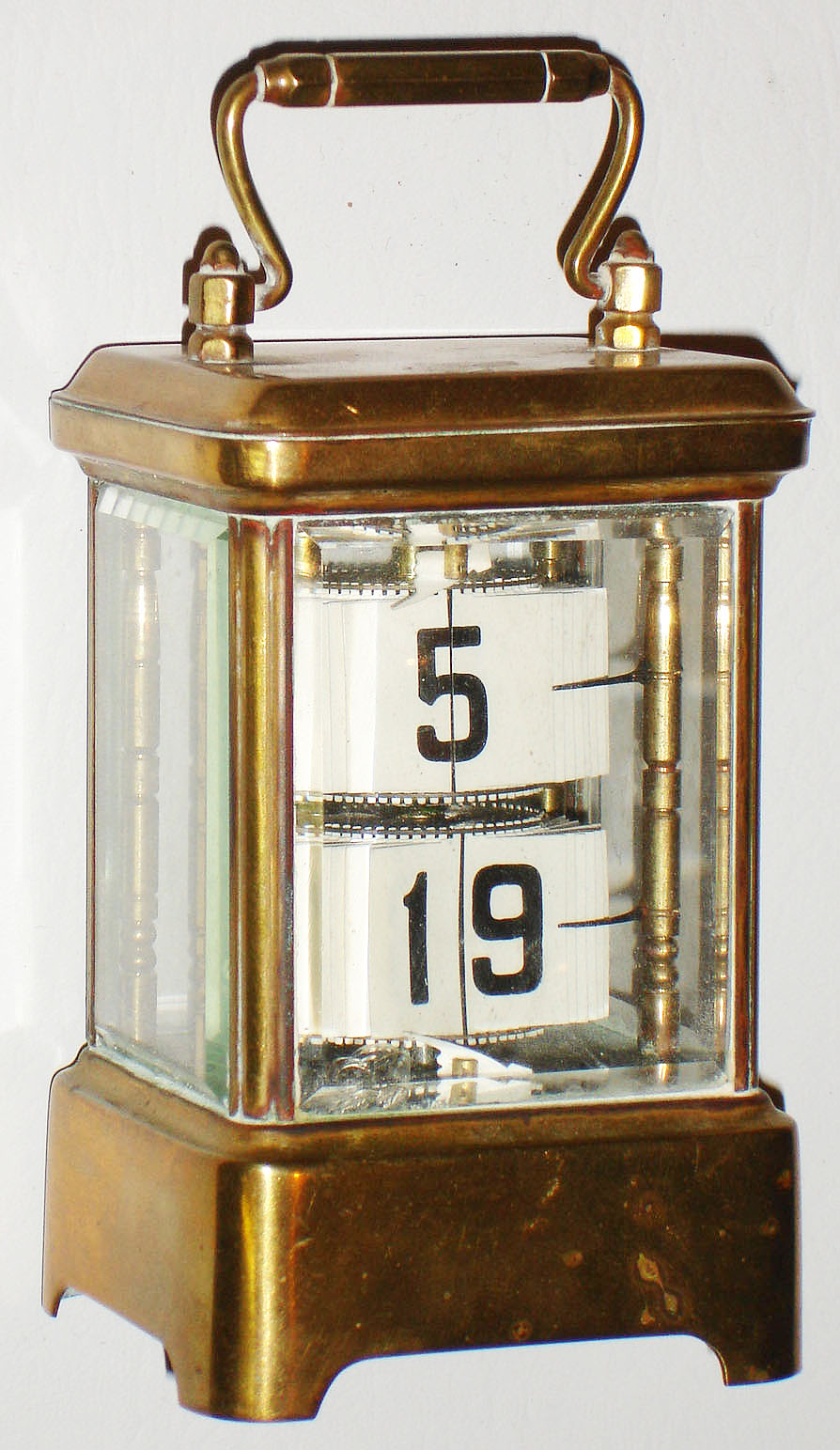 Ansonia Clock Co., New York, NY, "Plato" square 30 hour brass and glass digital clock, c1904 — Antique Clocks Price Guide