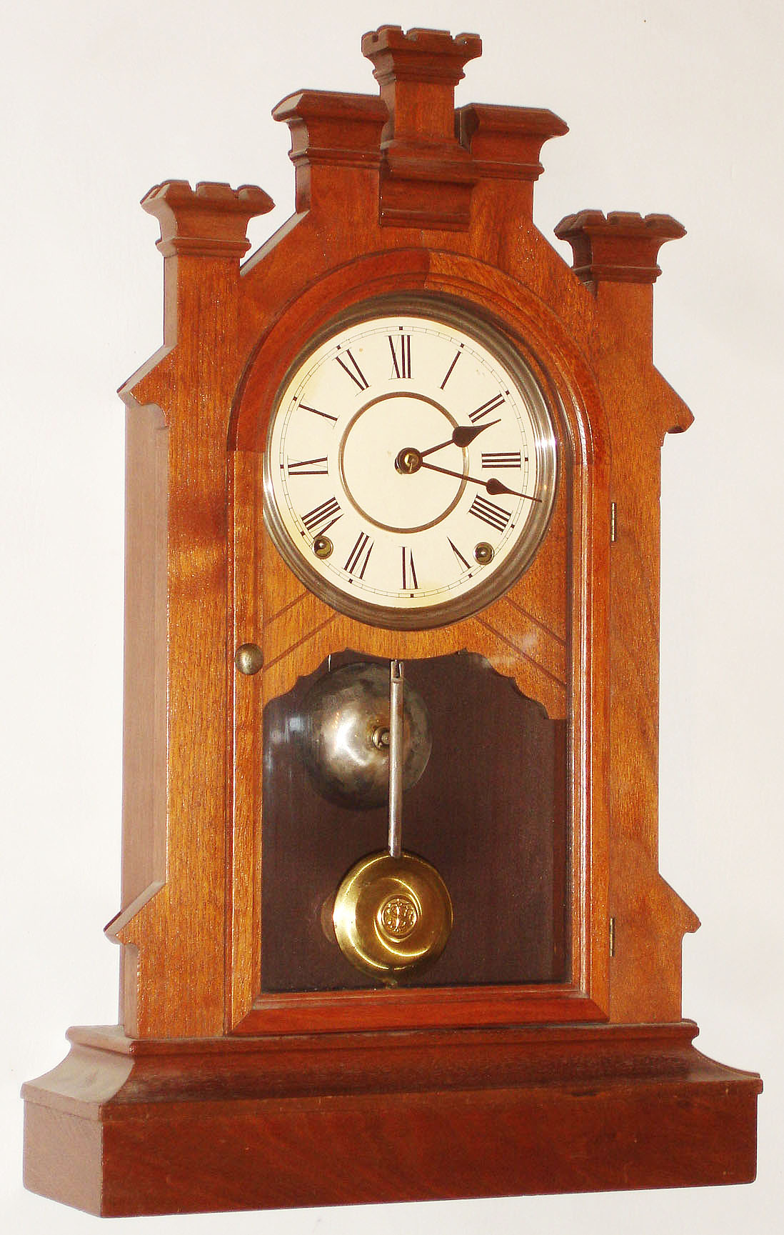 Seth Thomas Clock Co., Thomaston, Conn., "Fortress V.P." walnut, 8 day, time and strike, city mantel clock, c1880 — Antique Clocks Price Guide