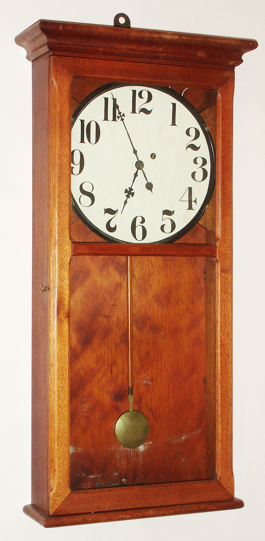 Wall clock, custom made mahogany case fit with 8 day weight driven banjo timepiece movement, 20th century — Antique Clocks Price Guide