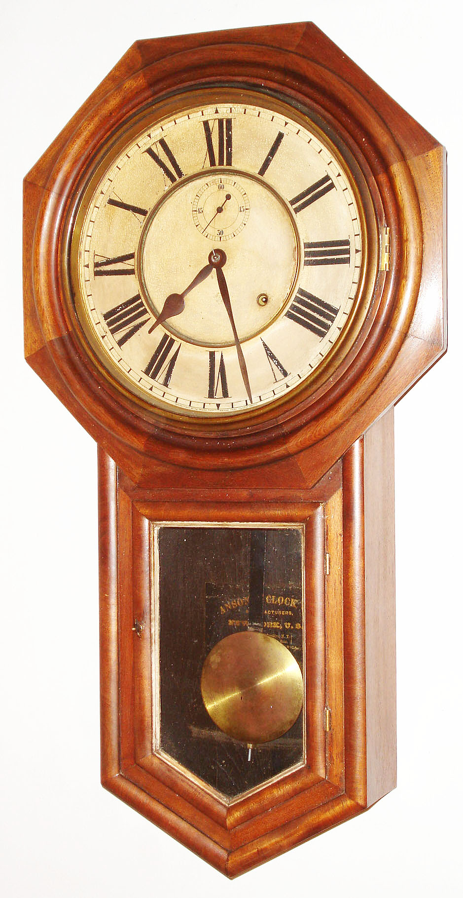 Ansonia Clock Co., New York, NY, "Office Regulator", 8 day, time and strike wall clock, c1901 — Antique Clocks Price Guide