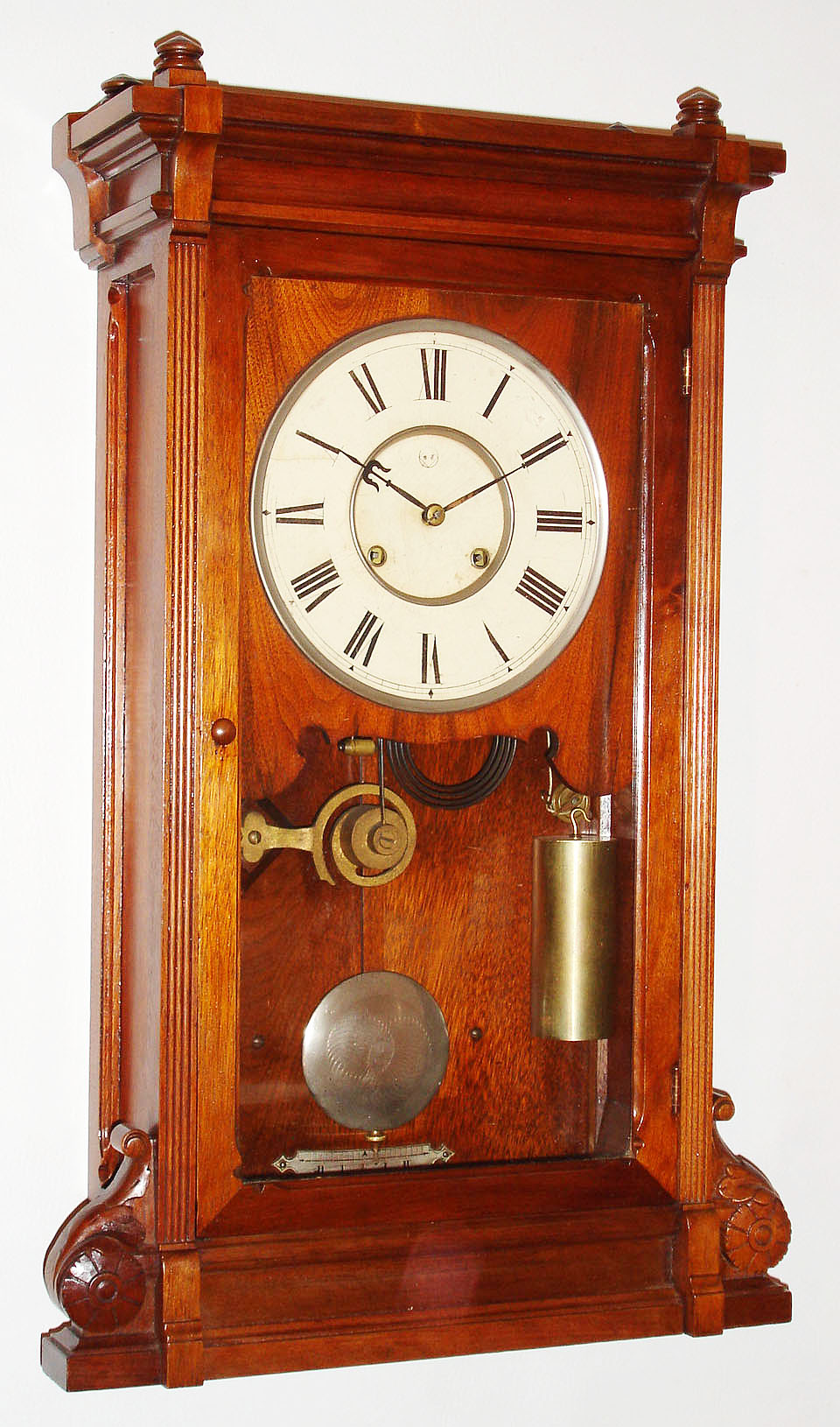 Seth Thomas Clock Co., Thomaston, Conn., "Lincoln", 8 day, time and strike weight shelf clock in walnut, c1890 — Antique Clocks Price Guide