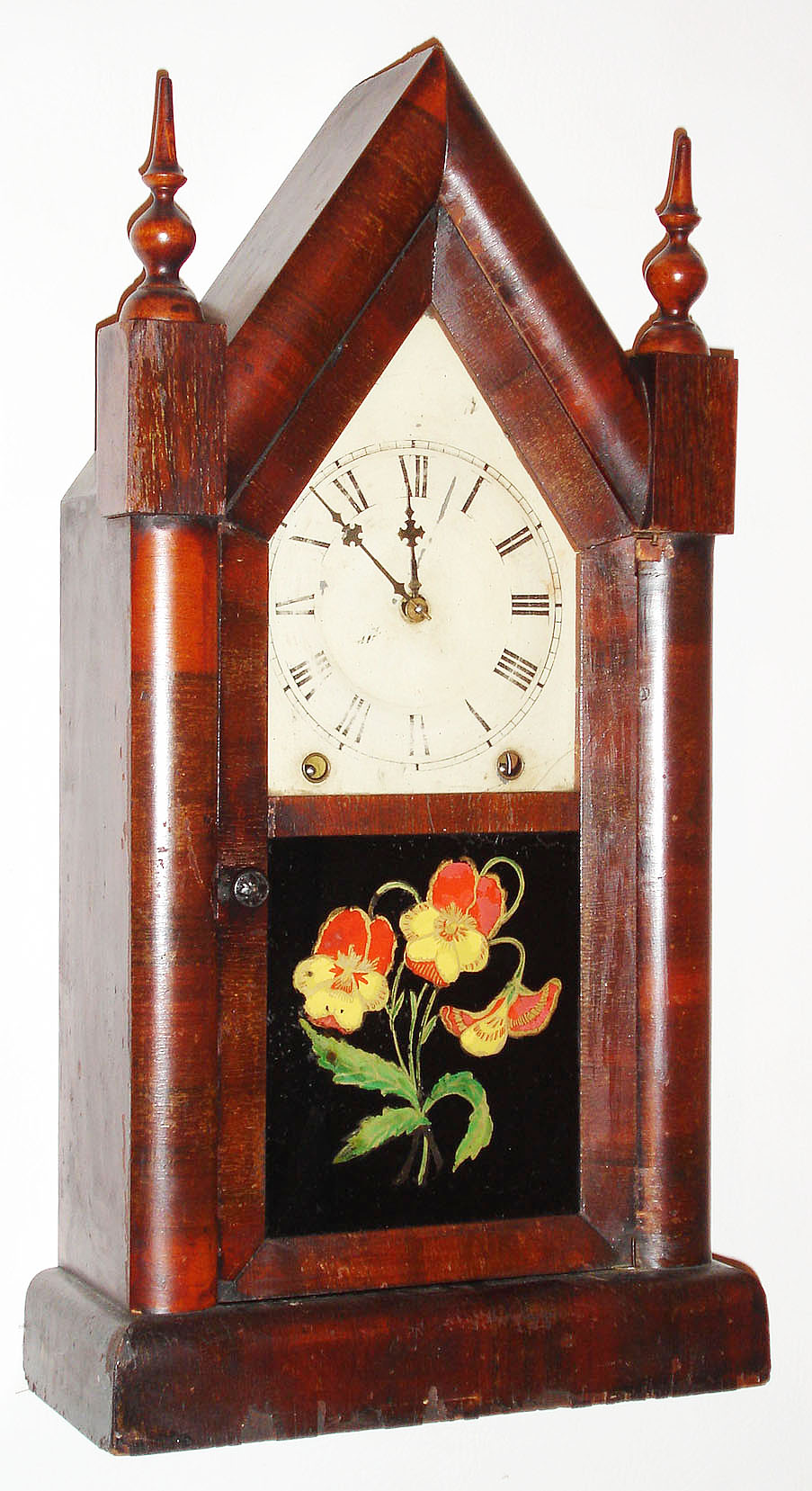 Jerome and Co., New Haven, Conn., 8 day, time and strike steeple or sharp gothic mantle clock, c1875. — Antique Clocks Price Guide