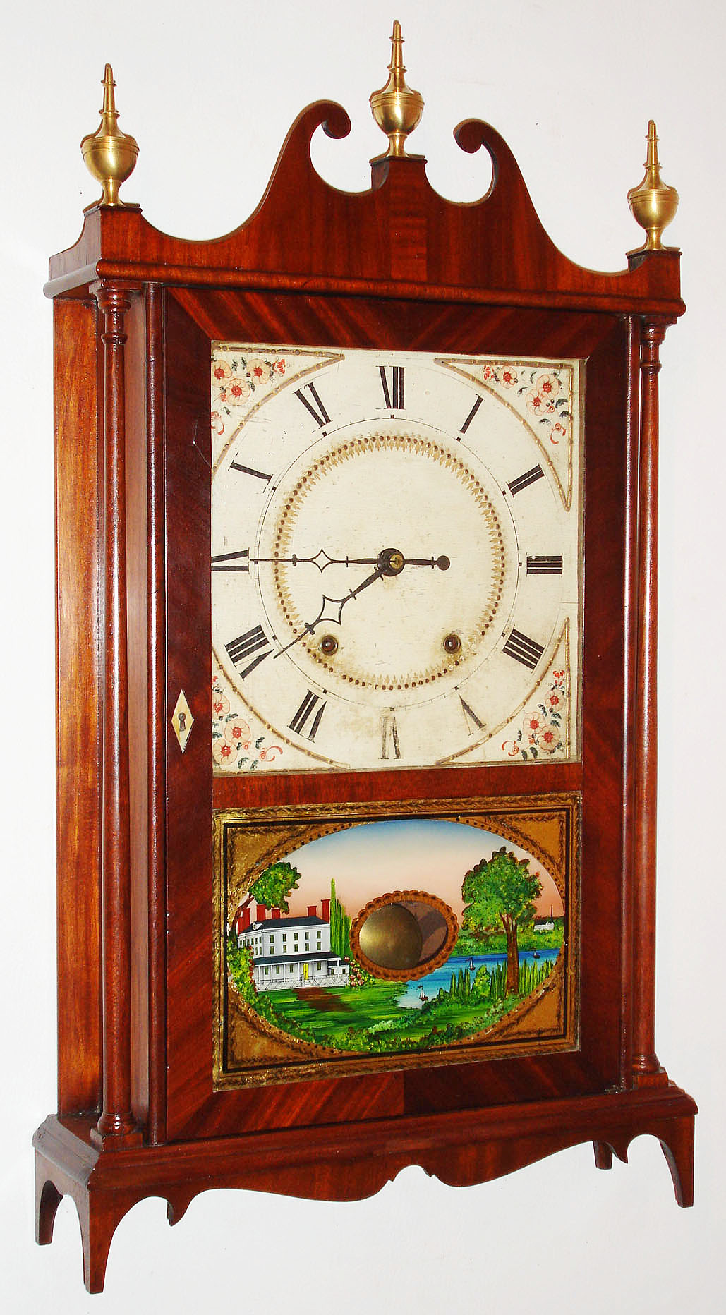 Eli and Samuel Terry, 30 hour, time and strike, wood movement pillar and scroll shelf clock, c1825. — Antique Clocks Price Guide