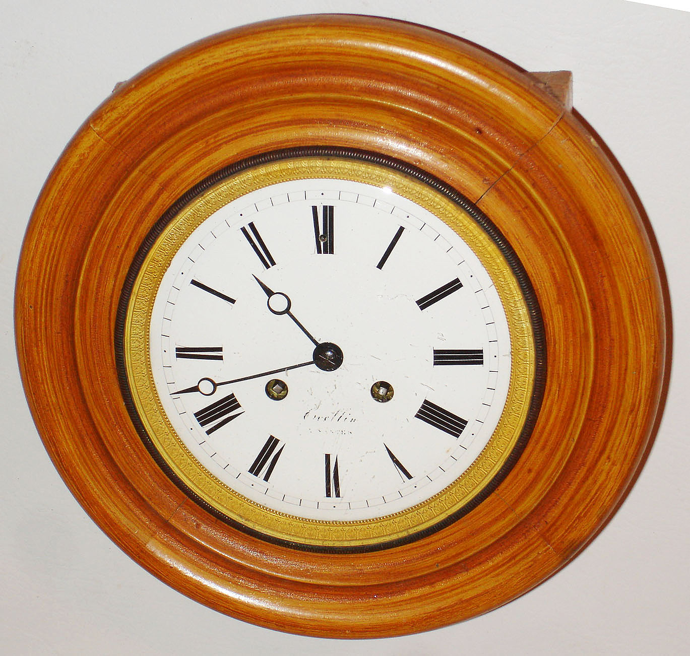 Rouilly and Hooker, Paris,  French 8 day time and strike large round movement and dial now fit into later oak gallery case, movement c1860 — Antique Clocks Price Guide
