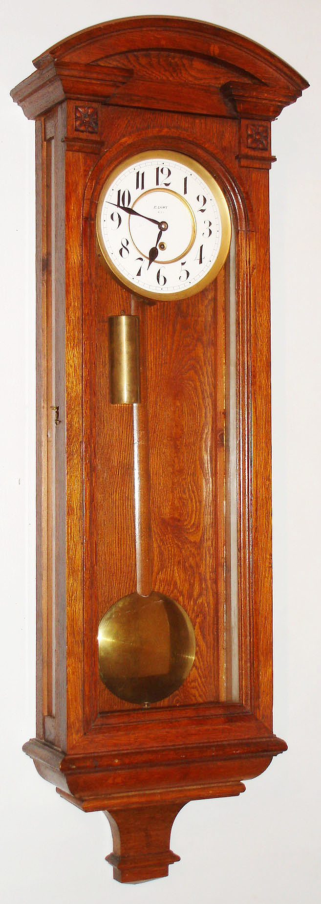 E. Lowy, Wien, walnut 8 day, time only, weight driven Vienna regulator, c1880 — Antique Clocks Price Guide