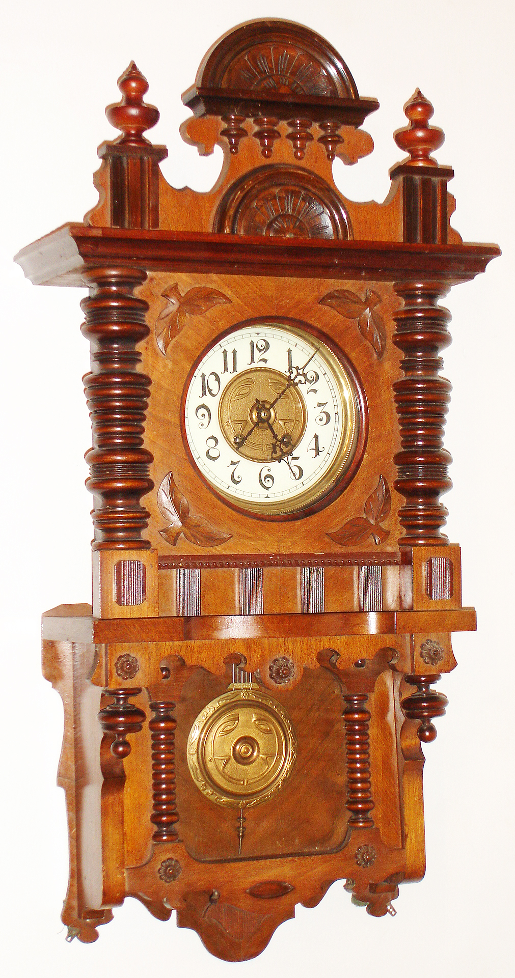 Carl Werner, Germany, walnut, 8 day, time and strike, wall clock, c1890 — Antique Clocks Price Guide