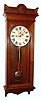 Seth Thomas Clock Co., Thomaston, Conn., "Regulator No. 9" wall clock, 8 day, time only, weight driven movement with nickel plated pulley, pendulum bob and weight in a walnut case with a painted metal dial, c1890