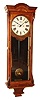 An uncommon, large 2-weight Anglo-American wall  "Regulator", 8 day, time only, two weight driven Welch movement in mahogany and fruitwood case with black flocking on backboard bordered by gold leaf trim and painted metal dial, c1875