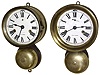 Clocks- 2 (Two) Seth Thomas brass 30 hour outside bell marine wall clocks, pressed metal bezel one c. 1890, cast bezel one c. 1925