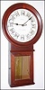 E. Howard and Co., Boston, Mass., "Kosmic" wall clock version of the Regulator No. 70", 8 day, time only, weight driven movement adapted to display 24 hours with Roman numerals, 1 - 12, and Arabic numerals, 13 - 24, on twelve painted rotating wooden blocks.  The walnut case is stamped "14" on the top of the case and wooden bezel with a painted metal dial signed "KOSMIC E. HOWARD and CO. BOSTON Pat'd June 9th '85", c1886