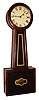 North Attleboro, Mass., style banjo wall clock, 8 day, time only, weight driven movement in a grain painted case with reverse painted throat and lower tablets and a painted metal dial, c1850
