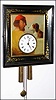 Balz Kleiser in Schwaerzenbach, Germany, Black Forest, double moving eye wall clock, 30 hour, time and strike, weight driven wood and brass movement in a gold leafed and painted picture frame case surrounding an oil on board painting of a gentleman and his dog gazing at one another with white enamel dial, c1875