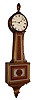 Elmer O. Stennes, Weymouth, Mass., "Presentation Banjo" wall clock, 8 day, time only, weight driven movement in a gold leafed mahogany case with rope banding around reverse painted throat and lower tablets, which is signed "WILLARD'S PATENT" and a painted metal dial signed "Elmer O. Stennes WEYMOUTH Mass.SS.", s#3, dated 1974