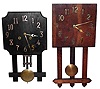 Clocks- 2 (Two) mission style dark solid oak, 8 day, time and strike, wall clocks: Ingraham "Monterey; and Sessions; c1910
