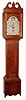 Riley Whiting, Winchester, Conn., wooden works tall clock, 30 hour, time and strike weight driven movement in a pine case with painted wooden dial, c1825
