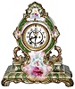 Ansonia Clock Co., New York, NY, "La Cerda" Royal Bonn, 8 day, time and strike, porcelain mantel clock with visible escapement, c1904