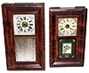 Clocks- 2 (Two) mahogany time and strike weight-driven OG shelf clocks: Waterbury 30 hour; Manross 8 day; mid 19th century