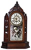 Wm. L. Gilbert Clock Co., Winsted, Conn., "Turret" walnut, 8 day, time and strike, shelf clock, c1881
