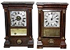 Clocks- 2 (Two) Seth Thomas Clock Co., Thomaston, Conn., "Column" rosewood veneer, 8 day, time and strike, shelf clocks, c1886